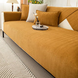 Striped Living Room Sofa Cushion Simple Non-Slip Sofa Cushion Armrest Backrest Universal Sofa Cover Chenille Fabric Solid Color
