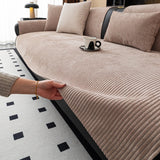 Minimalist Stripes Chenille Anti-Slip Sofa Cover for All Seasons Living Room Furniture Decor Couch Cushion Cover Slipcover