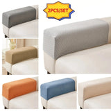 2 Pieces/Set Geometric Twill Jacquard Stretch Fleece Armrest Covers for Sofa (Set) - Cozy & Stylish