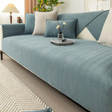 Striped Living Room Sofa Cushion Simple Non-Slip Sofa Cushion Armrest Backrest Universal Sofa Cover Chenille Fabric Solid Color