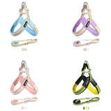 Y-Shape Harness Leash Set with Detachable Dog Backpack, Pastel Colors No Pull Pet Vest for Walking, Adjustable Reflective Small