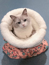 Soft Cuddly Cat Sleeping Bag Fluffy Feel Thickened Pet Pocket Quilt Bed Warm Nest for Kitten Puppy Comfortable Warmth