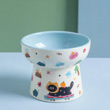 Ceramic Cat Bowl Anti Tipping Large Capacity Dog Food Feeding Basin Flat/Slanted Mouth Non-slip Pet High Foot Bowl Kitten Puppy