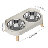 Stainless Steel Anti-Slip Cervical Protect Dual Bowl Pet Food Feeder for Cats and Dogs with Elevated Design