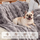 Pet Blanket, Reversible Sherpa and Bubble Fleece Pet Throw, Ultra-Soft Plush for Cats and Small Dogs, Machine Washable, Anti-St