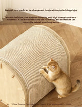 2025 New Thickened Enclosed Large Cat Bed with Sisal Scratching Post All Seasons Wooden Cat House