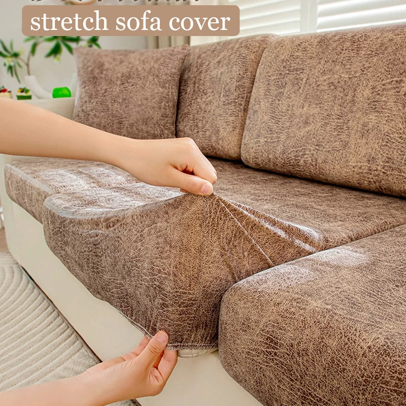 fashion New composite material sofa cushion cover, PU leather texture, water-resistant,stretch couch slipcover protect for dogs