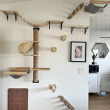 Cat Wall Climbing Shelf Steps Ladder Scratching Post Scratcher Bed Hiding House for Cats Tree Tower Pet Furniture Accessories