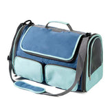 Foldable Pet Carrier Bag with Storage Pockets, Breathable Mesh Shoulder Travel Carrier for Cats and Small Dogs