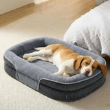 Orthopedic Dog Beds Large Sized Dog - 360 °     Oval Bolster Large Dogs Bed for Senior Dogs with Waterproof Washable Cover, Big Comfort Pet Sofa Couch with Ultra-Soft Fleece, Grey, 35"