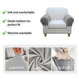 2 Pieces/Set Geometric Twill Jacquard Stretch Fleece Armrest Covers for Sofa (Set) - Cozy & Stylish