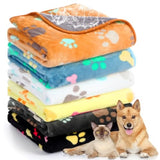 6 Pcs Waterproof Dog Blanket Paw Print Pet Blanket for Dogs Cats Puppy Washable Soft Fluffy Fleece Rug Flannel Throw Warm Sleep