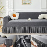 Stretch Velvet Sofa Slipcover, Cushion Couch Cover with Skirt, Pet Friendly Durable Washable Stretchable, Easy Fit protector