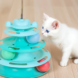 Interactive Cat Toy Tower Kitten Turntable Track Roller Balls Toys With Feather Pets Training Supplies Toy For Cat Tower