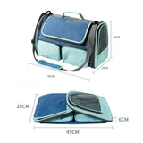 Foldable Pet Carrier Bag with Storage Pockets, Breathable Mesh Shoulder Travel Carrier for Cats and Small Dogs