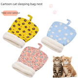 Soft Cuddly Cat Sleeping Bag Fluffy Feel Thickened Pet Pocket Quilt Bed Warm Nest for Kitten Puppy Comfortable Warmth
