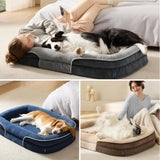 Orthopedic Dog Beds Large Sized Dog - 360 °     Oval Bolster Large Dogs Bed for Senior Dogs with Waterproof Washable Cover, Big Comfort Pet Sofa Couch with Ultra-Soft Fleece, Grey, 35"