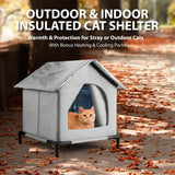 All-Season Waterproof Cat House with Winter Warm & Summer Cool Pet House Foldable Shelter for Indoor & Outdoor USE