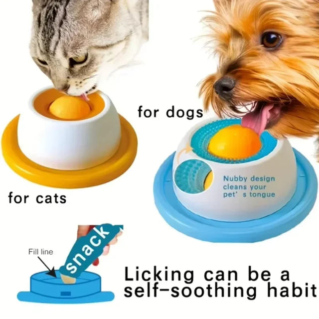 Anti-Tip Slow Feeder Lick Toy – Puzzle Bowl for Dogs & Cats