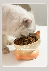 New Gradient Ceramic Cat Bowl Pet Bowl Cat Eating Bowl Drinking Bowl Pet Supplies Dog Bowl Cat Bowl Tall Bowl with Slanted Mouth