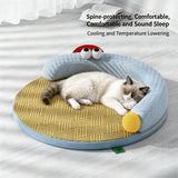 Breathable ice silk cat nest summer cooling pet bed removable washable cushion for cats  sleeping mat