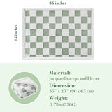 Checkered Dog Blanket, Sage Green Jacquard Sherpa Blankets for Small Dog and Cats, Cute Aesthetic Style Fluffy Fleece Pets Blan
