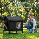 Elevated Pet House-Bed Moisture-Proof Design Cat House Weatherproof for Indoor or Outdoor Use Fits Small or Medium Pets