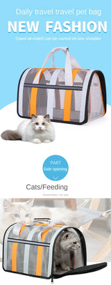 Breathable cat outing bag Pet dog Summer cross outdoor travel portable collapsible small and medium dog cage mesh