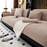 Minimalist Stripes Chenille Anti-Slip Sofa Cover for All Seasons Living Room Furniture Decor Couch Cushion Cover Slipcover