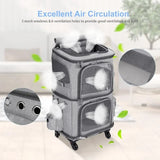 Double-layer Pet Trolley Bag Large Space Portable Outdoor Travel Silent Easy To Put Two Cat Foldable Oxford Cloth Pet Bag