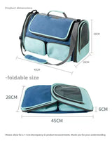Foldable Pet Carrier Bag with Storage Pockets, Breathable Mesh Shoulder Travel Carrier for Cats and Small Dogs