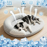 Summer Ice Silk Cooling Dog Bed Oval Breathable Heat Dissipation Cat Mat Pet Nest Cooling Pad for Small Medium Large Dogs Cats