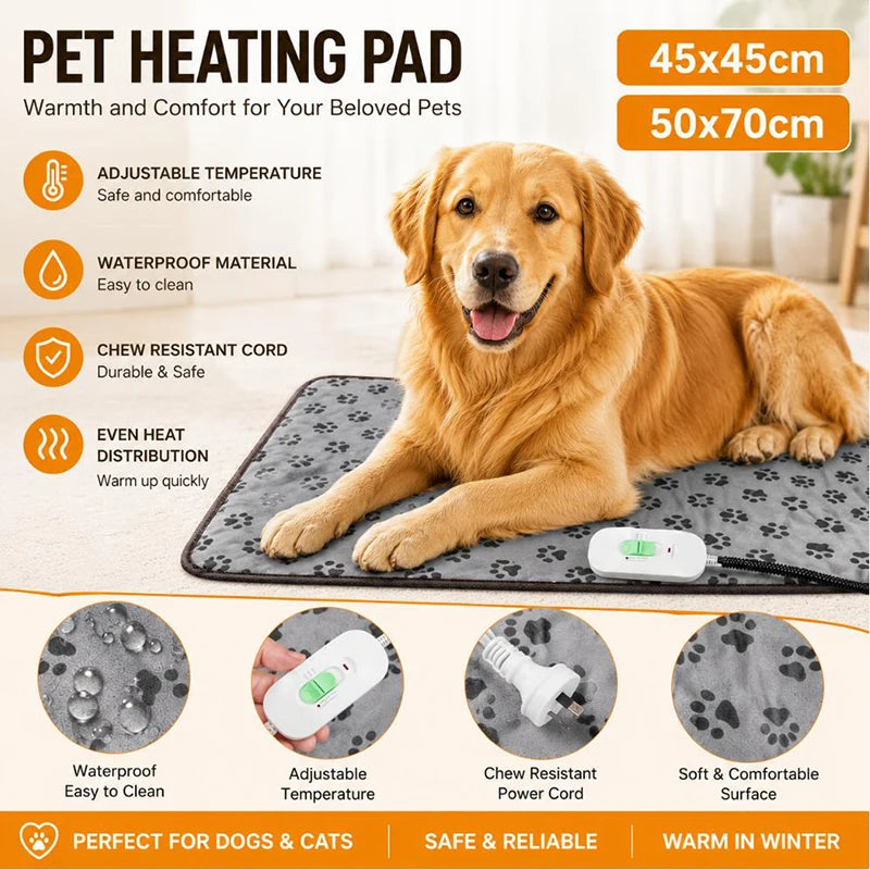 Winter Pet Heating Blanket Waterproof Wearable Wear Resistant Temperature Warm Cat Dog Mattress Indoor Heating Pad Pet Supplies
