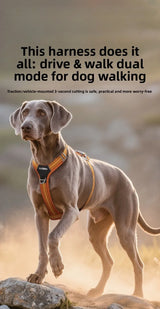 Car Safety Dog Harness with Dual Handle, Quick Release Buckle & No-Pull Design, Reflective Adjustable for All Sizes Dogs