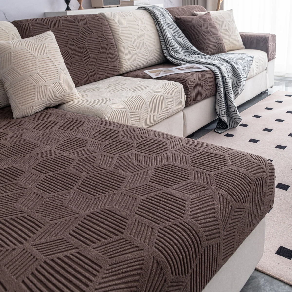 1Piece Universal Peism Jacquard Stretch Sofa Cover Cushion Cover, For Living Room Four Seasons Pet Friendly