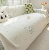 Cartoon Puppy Summer Cooling Sofa Cover Cozy Breathable Corner Couch Covers for Home Dust-Proof Full Cover Furniture Protector