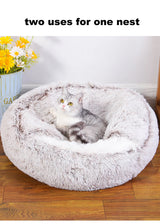 Round Dog Bed Winter Warm Cat Bed Plush Basket for Dog Washable Pet Bed for Small Medium Large Dog Sofa Cat