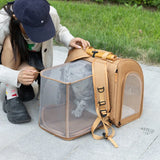 Expandable Pet Carrier Backpack, Portable Cat Travel Backpack with Breathable Mesh, Foldable Dog Carrier for Small Dogs & Cats