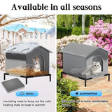Stray Cat Houses with Mat Waterproof Summer Cool Shelter Foldable Pet Cave Nest Sleeping Beds for Outdoor Cats Small Dog Puppies