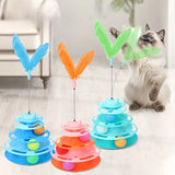 Interactive Cat Toy Tower Kitten Turntable Track Roller Balls Toys With Feather Pets Training Supplies Toy For Cat Tower