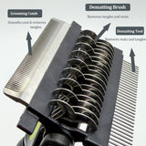 3 in 1 Pet Grooming Hair Brush Dog Deshedding Remover Double Sided Shedding Comb with Stainless Steel Teeth Fur Knot Cutter