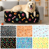 6 Pcs Waterproof Dog Blanket Paw Print Pet Blanket for Dogs Cats Puppy Washable Soft Fluffy Fleece Rug Flannel Throw Warm Sleep