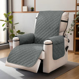 Quilted Recliner Sofa Cover Waterproof Armchairs Slipcovers Dogs Pets Kids Anti-Slip with Side Pockets Elastic Strap Protector