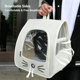Breathable Oxford Pet Cat Carrier Backpack for Small Dogs, Portable Transparent Travel Outdoor Bag with Side Mesh Pockets, Airy