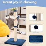34-Inch High Cat Scratching Post Premium Basic Cat Scratching Indoor Sisal Scratching Post Tree Strap Hanging Ball for Adult Cat