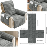 Quilted Recliner Sofa Cover Waterproof Armchairs Slipcovers Dogs Pets Kids Anti-Slip with Side Pockets Elastic Strap Protector