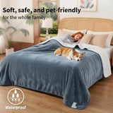 Waterproof Dog Blankets for Small Dogs, Reversible Sherpa Fleece Thick Puppy Blanket, Leakproof Spill-Proof Pet Blanket for Cat