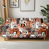 1pc Cute Cartoon Dog Print Stretch Sofa Cover, Removable Washable Couch Slipcover for Pet Lover Home Decor