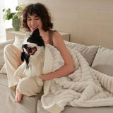 ComfyFleece™ Waterproof Dog Blankets for Large Dogs - Soft Pet Cat Blanket Corduroy Fleece for Couch Bed Protector Washable, Co