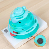 Interactive Cat Toy Tower Kitten Turntable Track Roller Balls Toys With Feather Pets Training Supplies Toy For Cat Tower